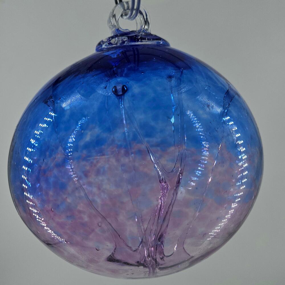 Hand Blown Art Glass Spirit Tree Embossed Witch Ball Orb Sphere ornament Kugel - Picture 3 of 3